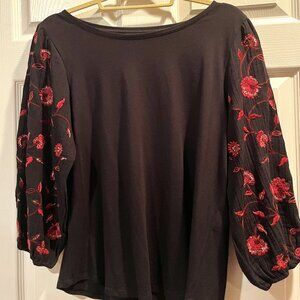 Chico's Long Sleeve Floral Top Floral Sleeves. Size 2 (Large). Gently used.
